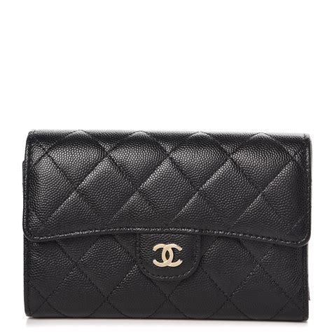 CHANEL Caviar Quilted Medium Flap Wallet Black